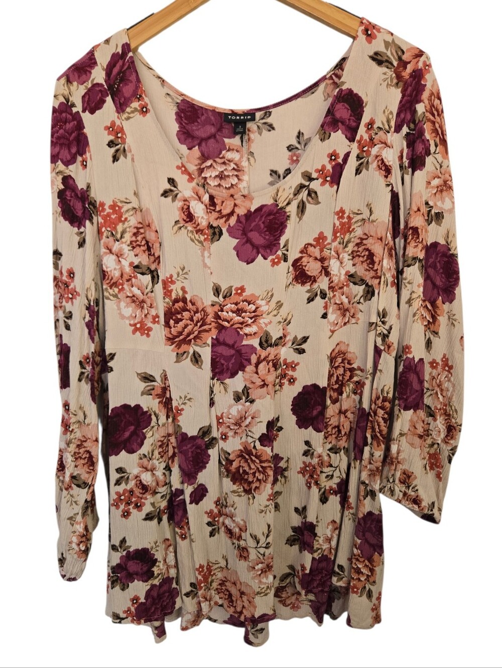 🌸 Torrid Floral Boho Peplum Blouse | Size 3 (3X) | Long Sleeve Plus Size - Picture 2 of 5